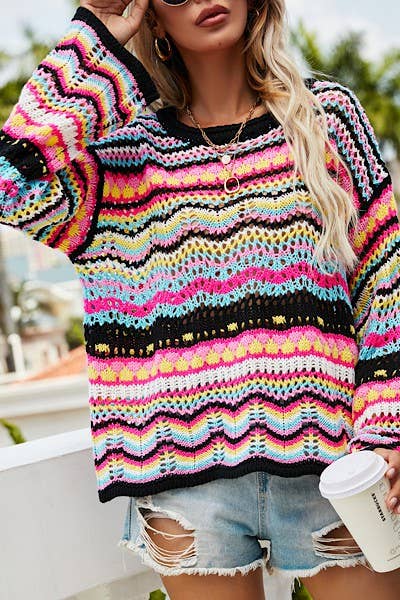 Crochet striped sweater