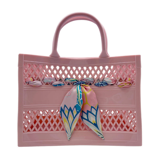 The Soleil Cutout Jelly Tote w/ Scarf