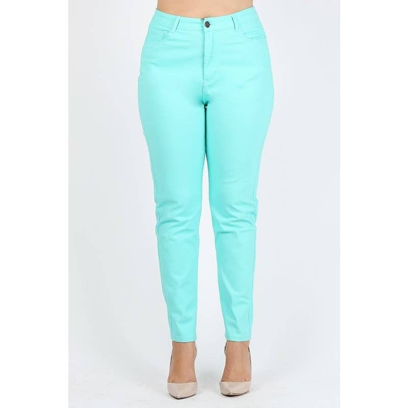 Plus Size High Waist Solid Stretch Jeans Pants