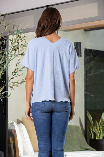 TC12603SA-SKY V-NECK DOLMAN SLEEVES TOP