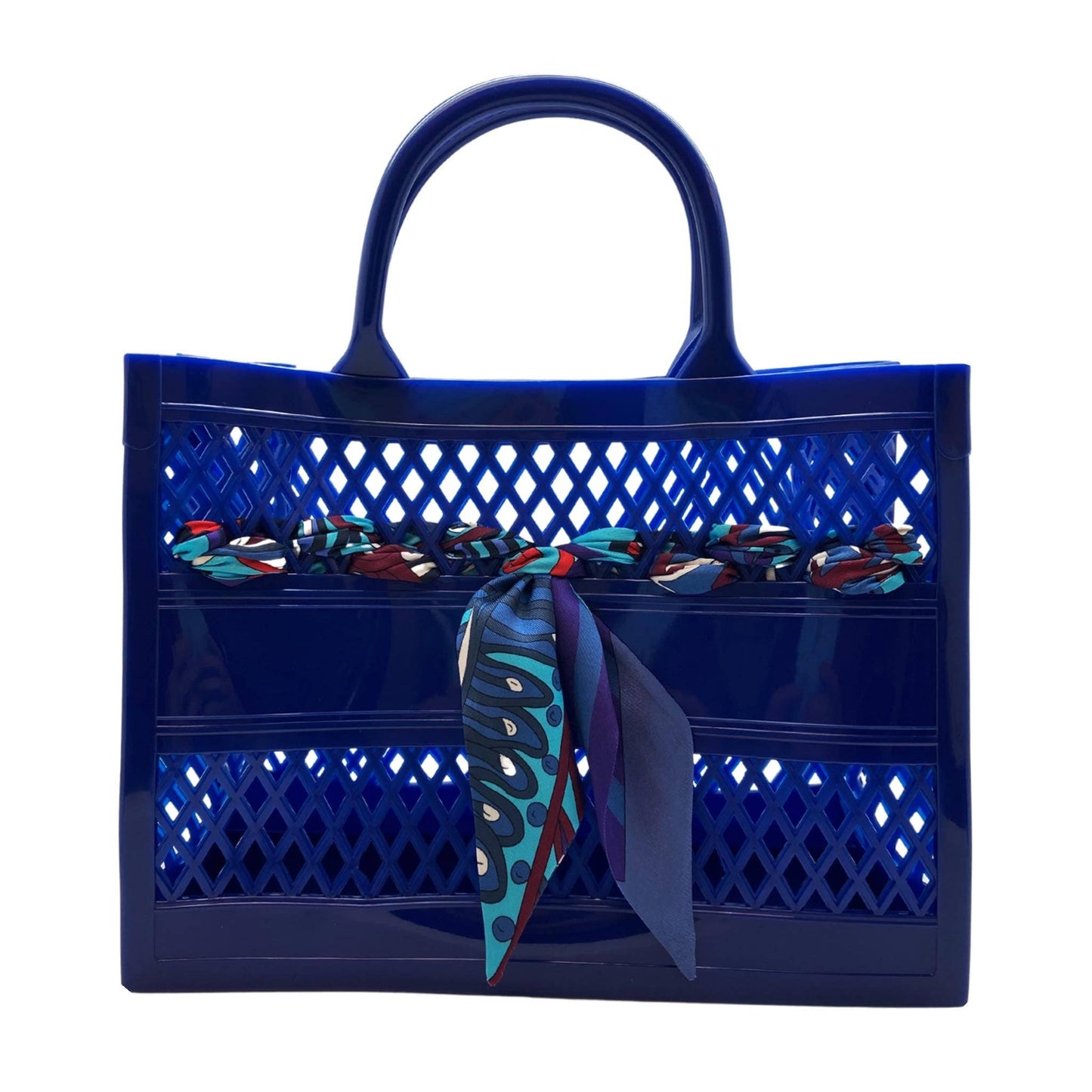 The Soleil Cutout Jelly Tote w/ Scarf