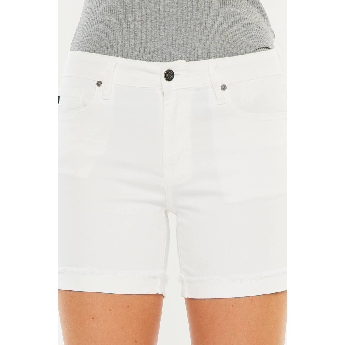 MID RISE WHITE DENIM SHORTS