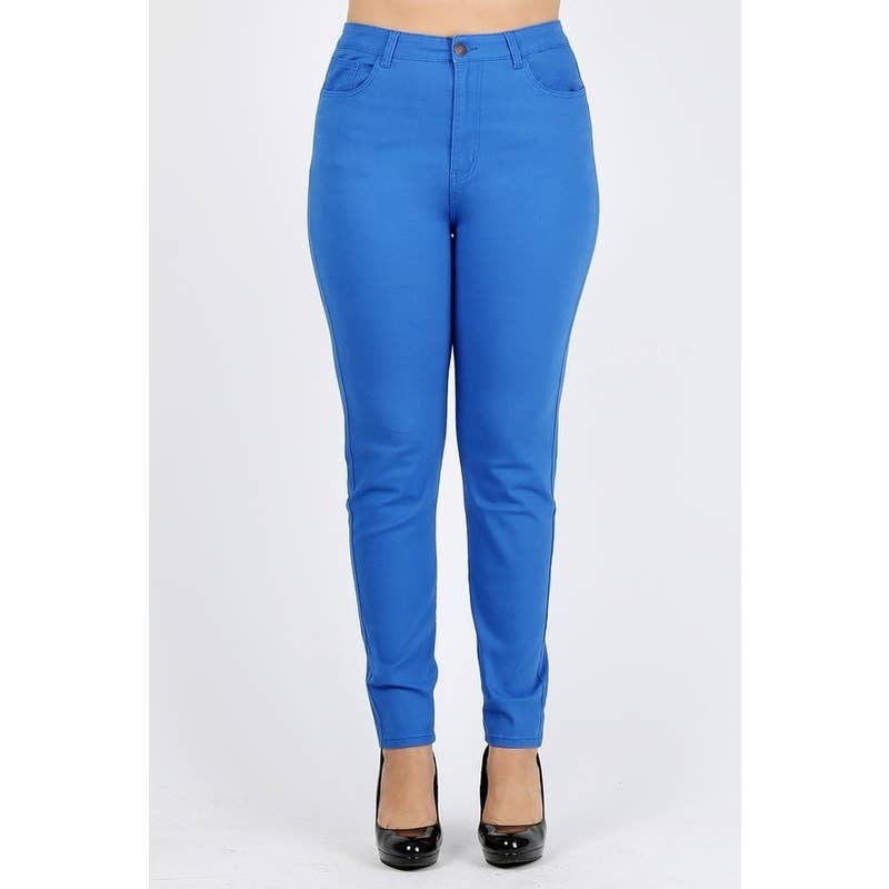 Plus Size High Waist Solid Stretch Jeans Pants