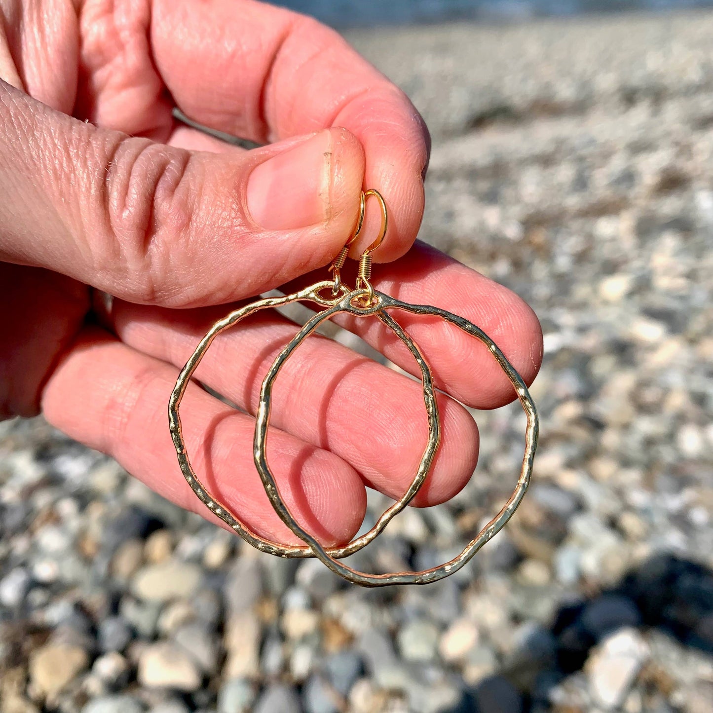 Gold Hammered Hoop Earrings