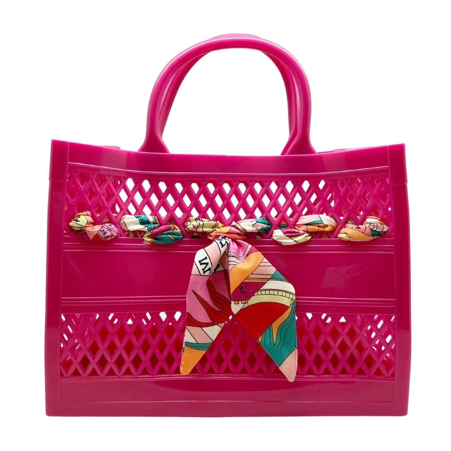 The Soleil Cutout Jelly Tote w/ Scarf