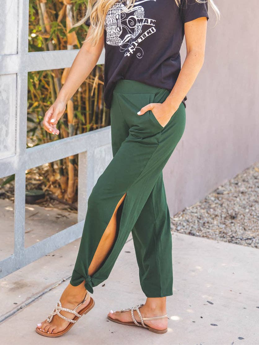 Solid Ankle Tie Brie Pants