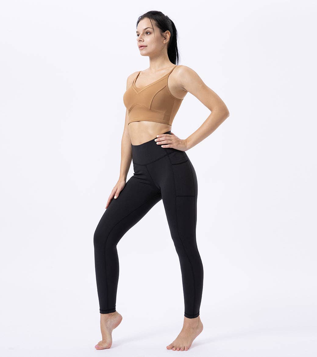 LOVESOFT Blcke High Waist Yoga Leggings With Side Pockets