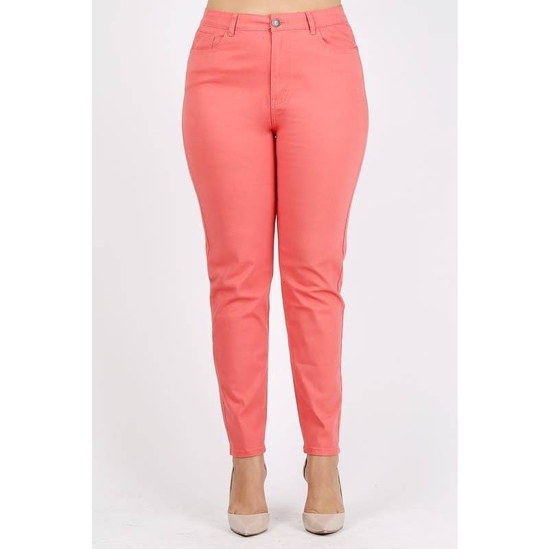 Plus Size High Waist Solid Stretch Jeans Pants