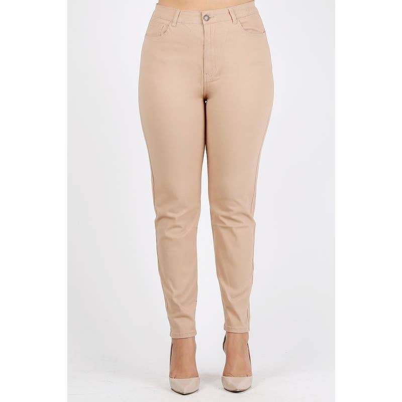 Plus Size High Waist Solid Stretch Jeans Pants