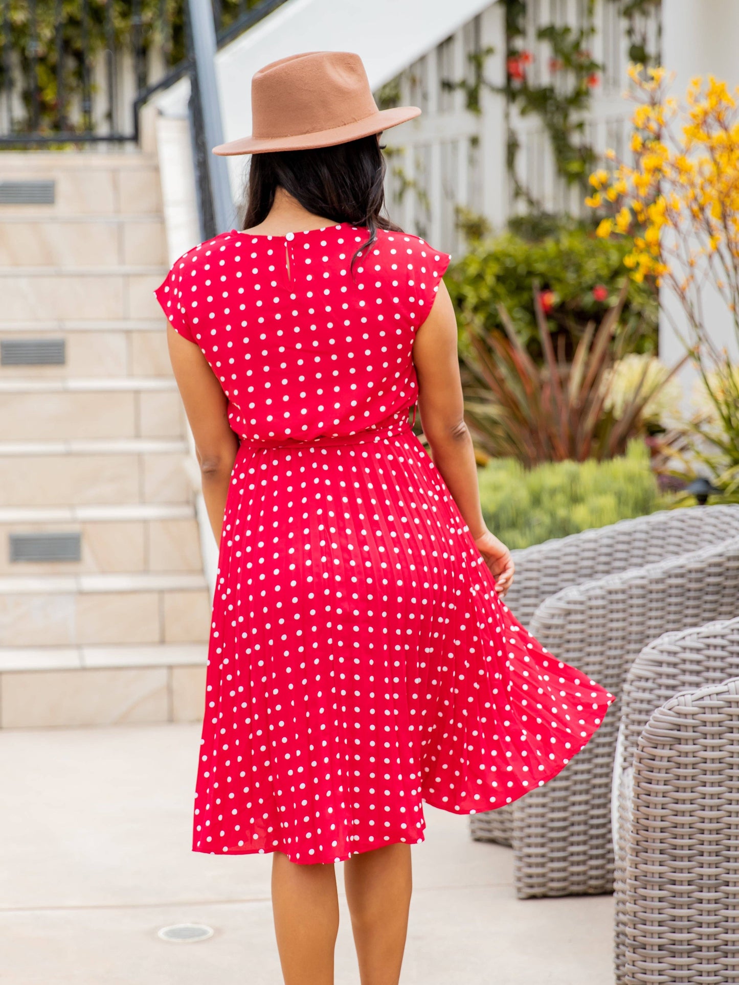 Natasha Polka Dot Pleated Dress