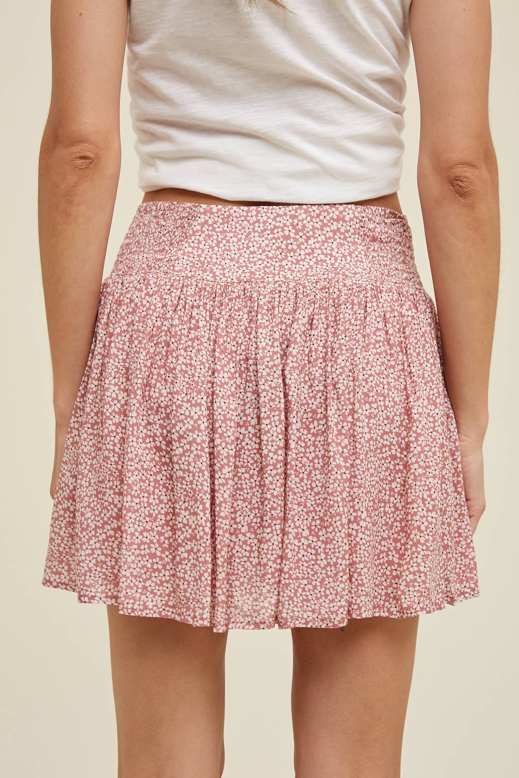 FLORAL FLARED MINI SKIRT