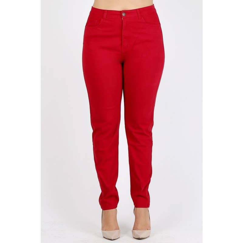 Plus Size High Waist Solid Stretch Jeans Pants