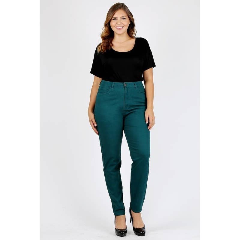 Plus Size High Waist Solid Stretch Jeans Pants