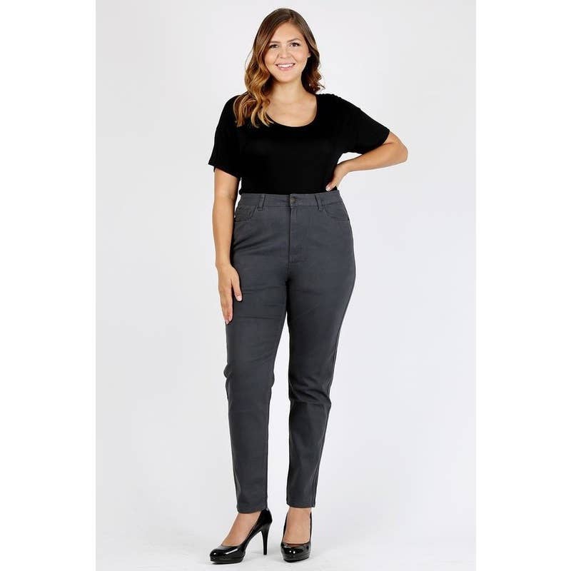 Plus Size High Waist Solid Stretch Jeans Pants