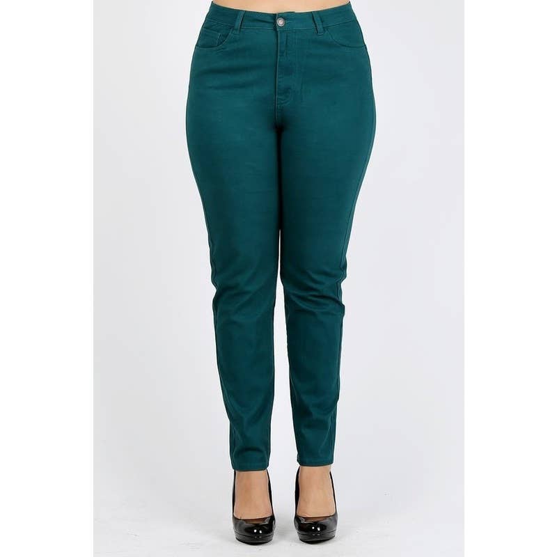 Plus Size High Waist Solid Stretch Jeans Pants