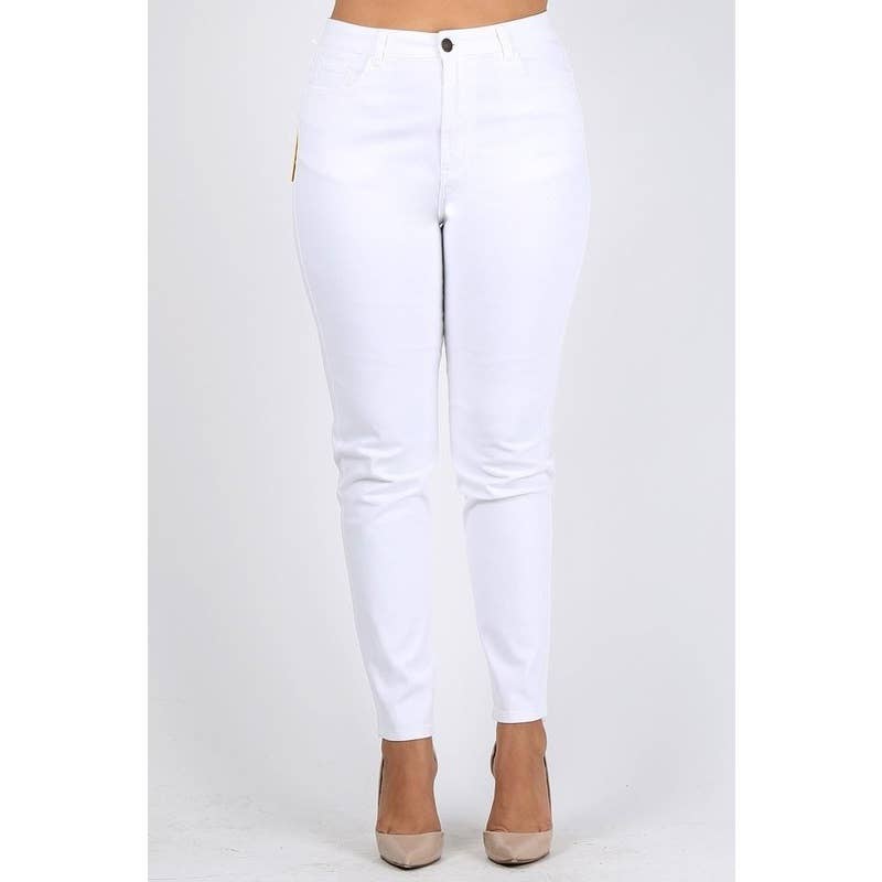 Plus Size High Waist Solid Stretch Jeans Pants