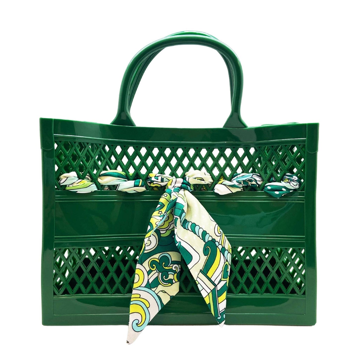 The Soleil Cutout Jelly Tote w/ Scarf