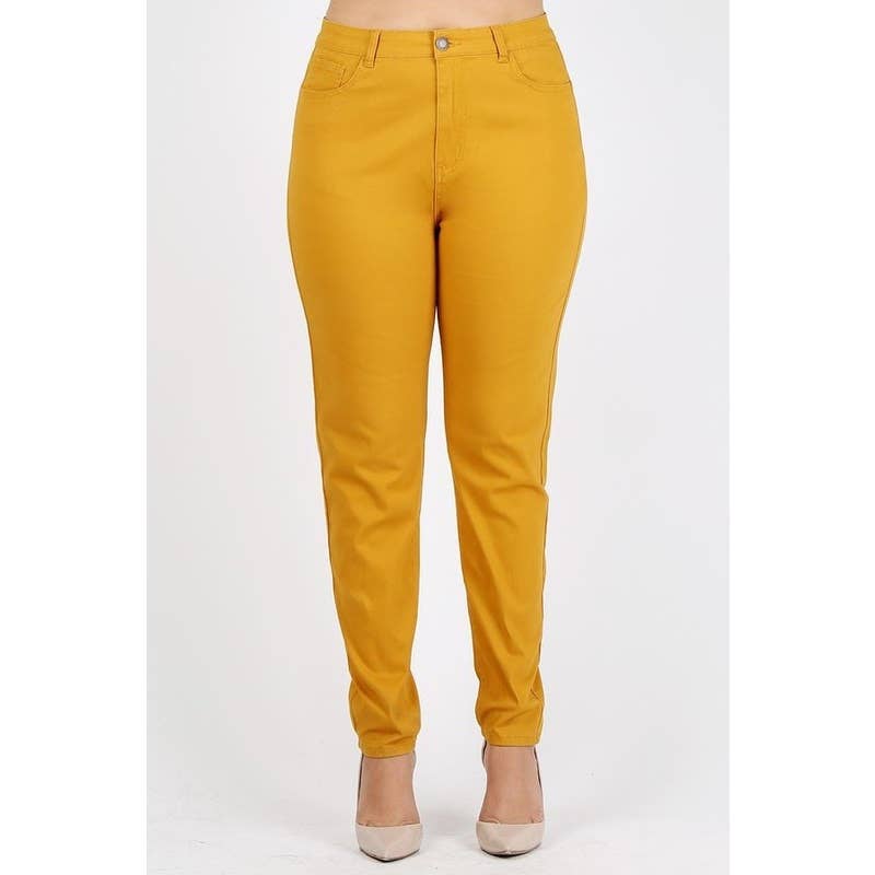 Plus Size High Waist Solid Stretch Jeans Pants