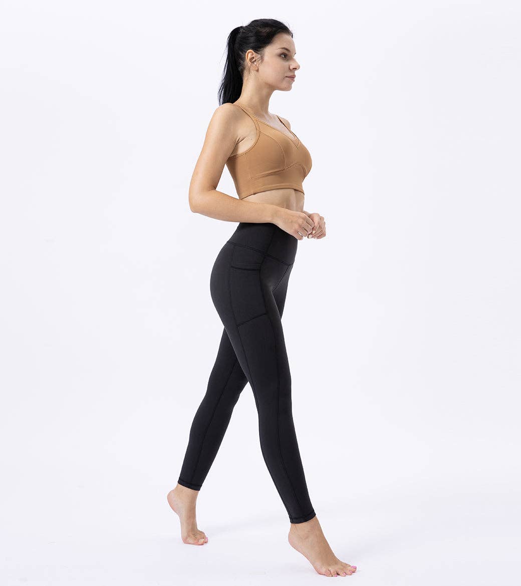 LOVESOFT Blcke High Waist Yoga Leggings With Side Pockets