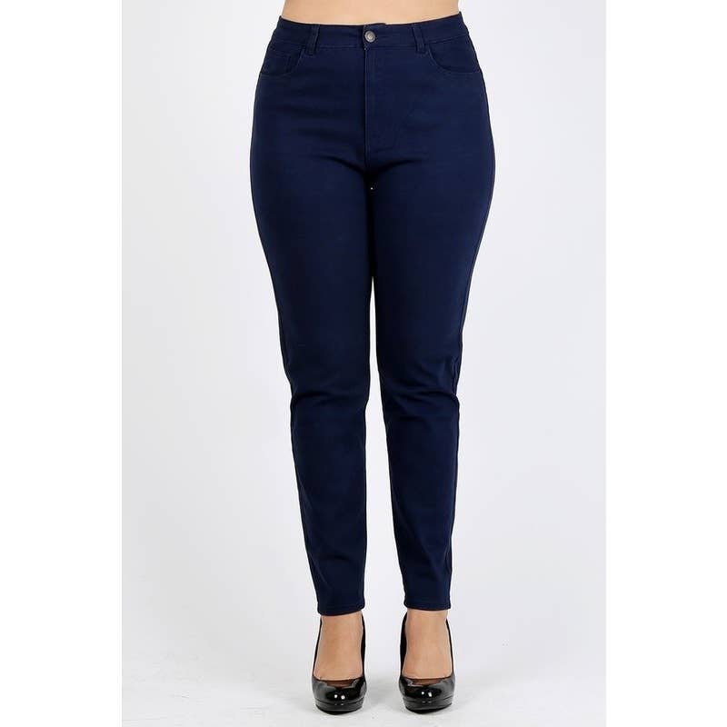 Plus Size High Waist Solid Stretch Jeans Pants