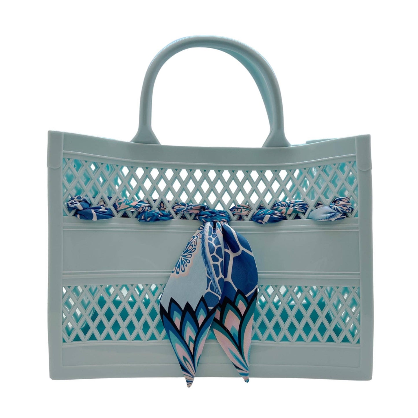 The Soleil Cutout Jelly Tote w/ Scarf