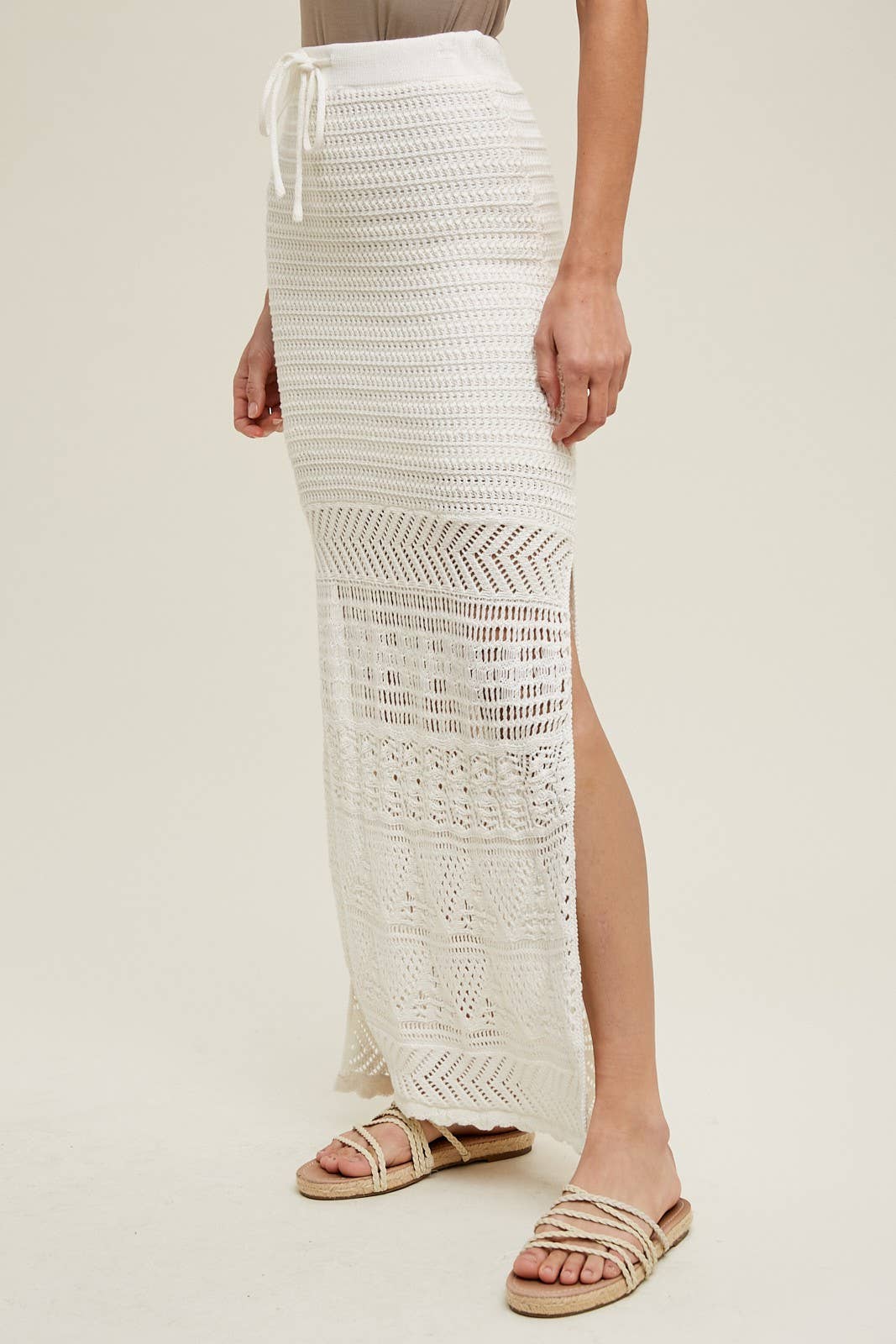 CROCHET MIDI DRAWSTRING SKIRT