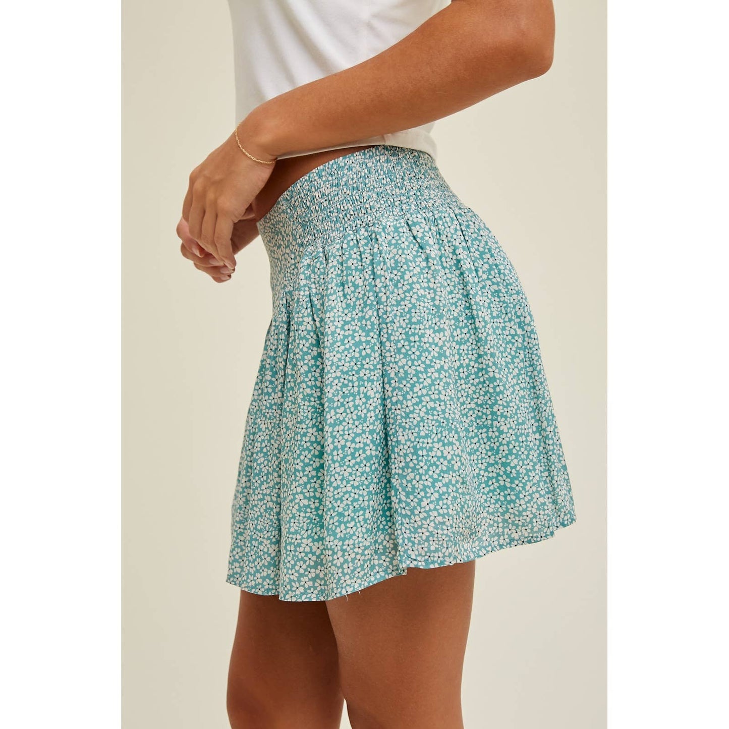 FLORAL FLARED MINI SKIRT