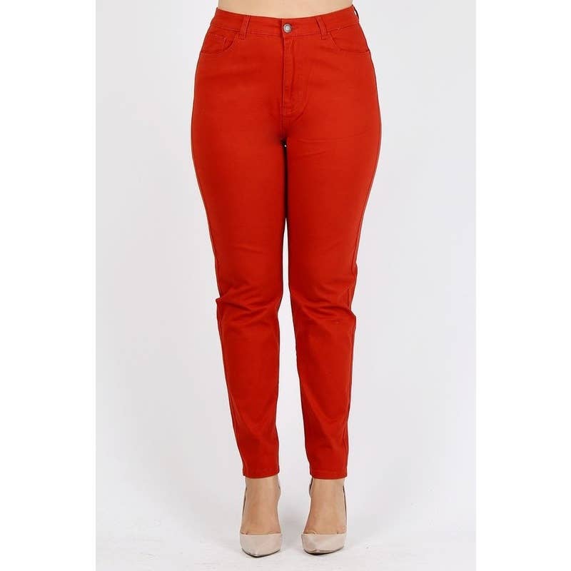 Plus Size High Waist Solid Stretch Jeans Pants