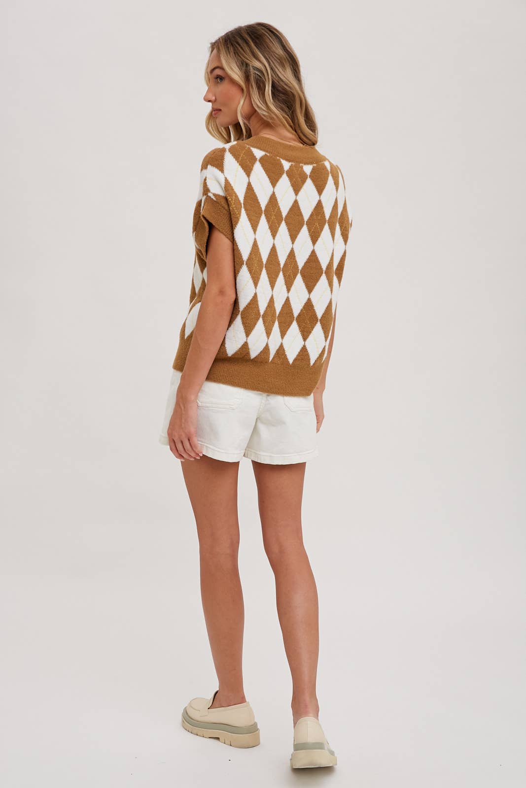 ARGYLE KNIT SWEATER TOP