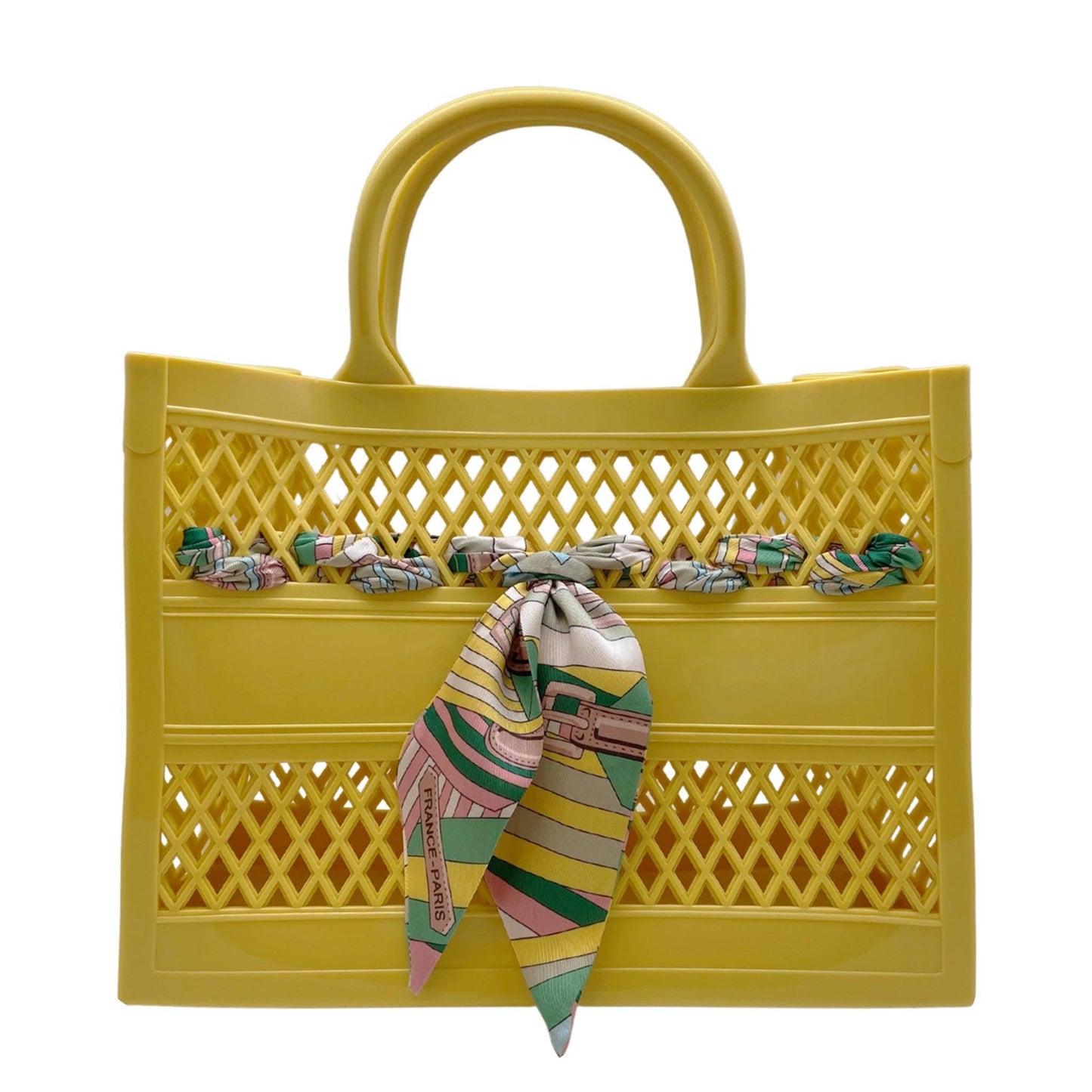 The Soleil Cutout Jelly Tote w/ Scarf