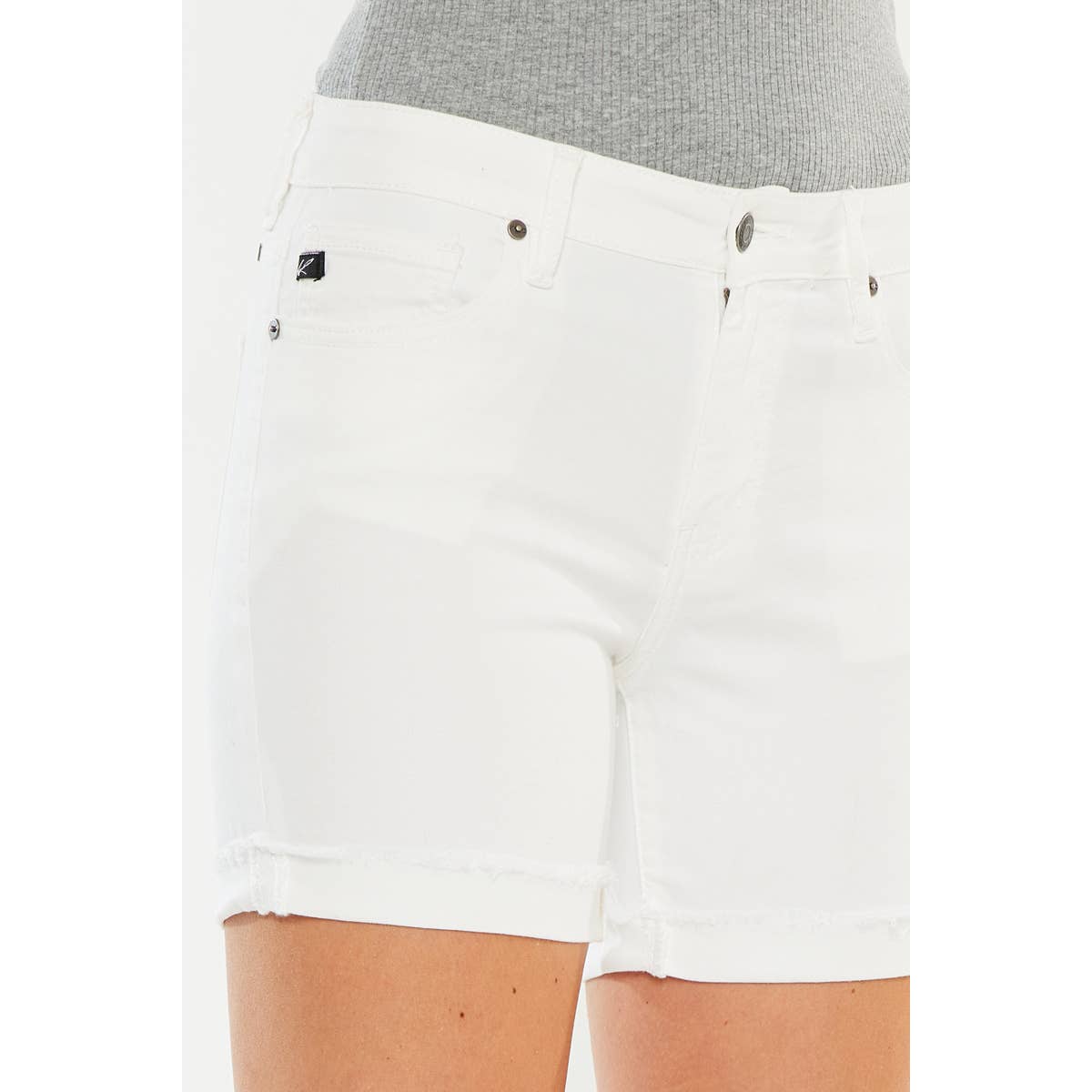 MID RISE WHITE DENIM SHORTS