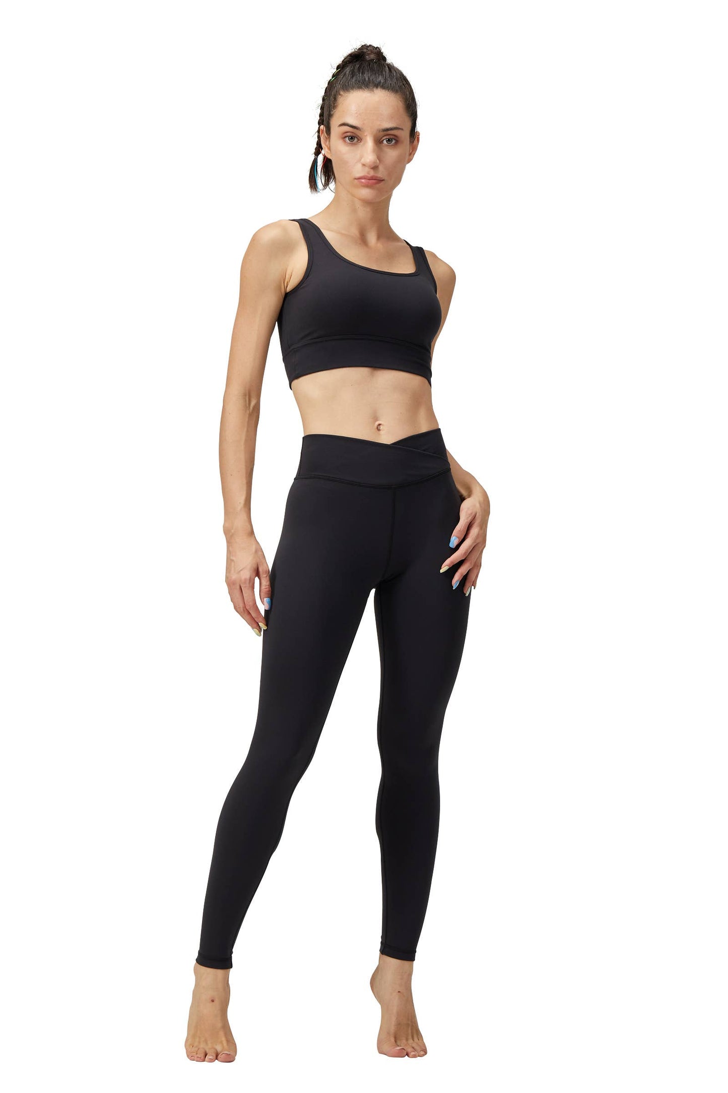 LOVESOFT Women’s Black Cross Waist Yoga Legging