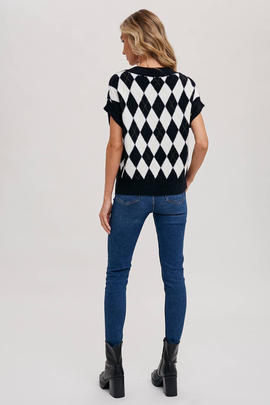 ARGYLE KNIT SWEATER TOP