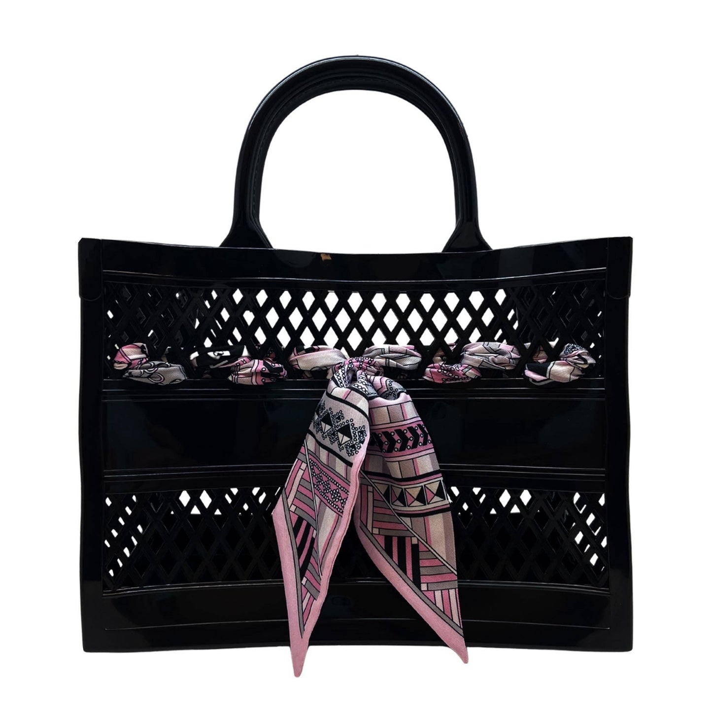 The Soleil Cutout Jelly Tote w/ Scarf