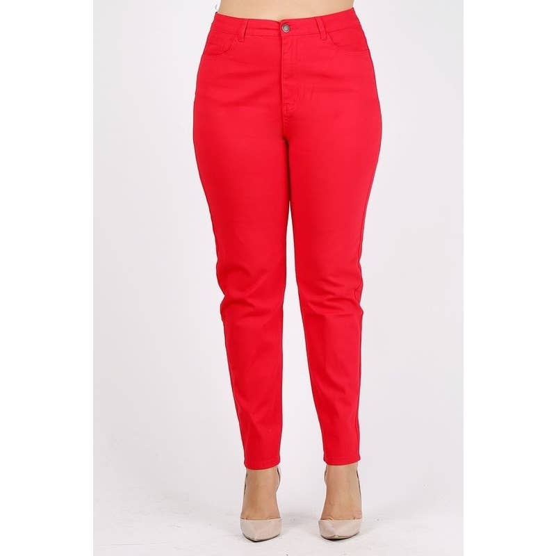 Plus Size High Waist Solid Stretch Jeans Pants