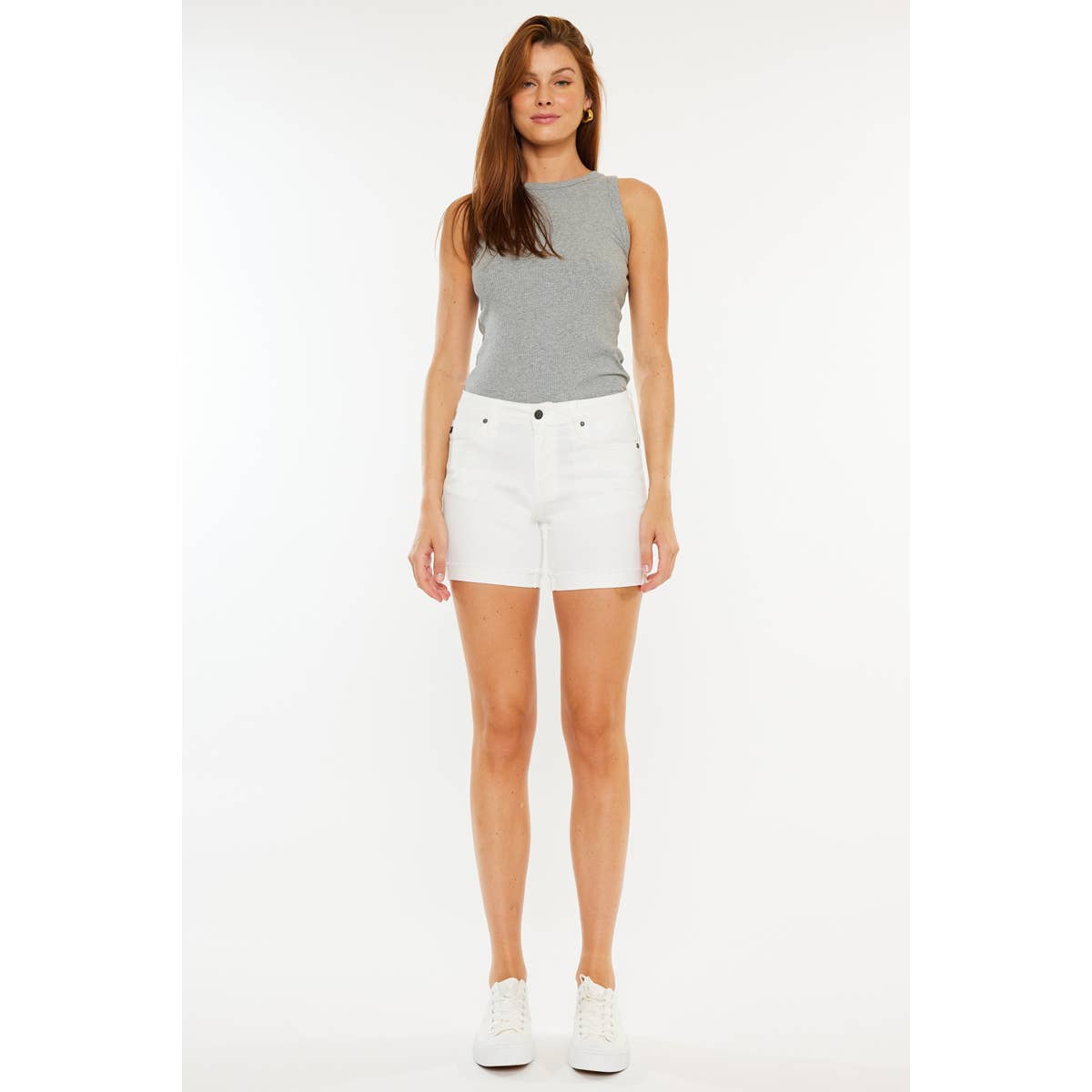 MID RISE WHITE DENIM SHORTS