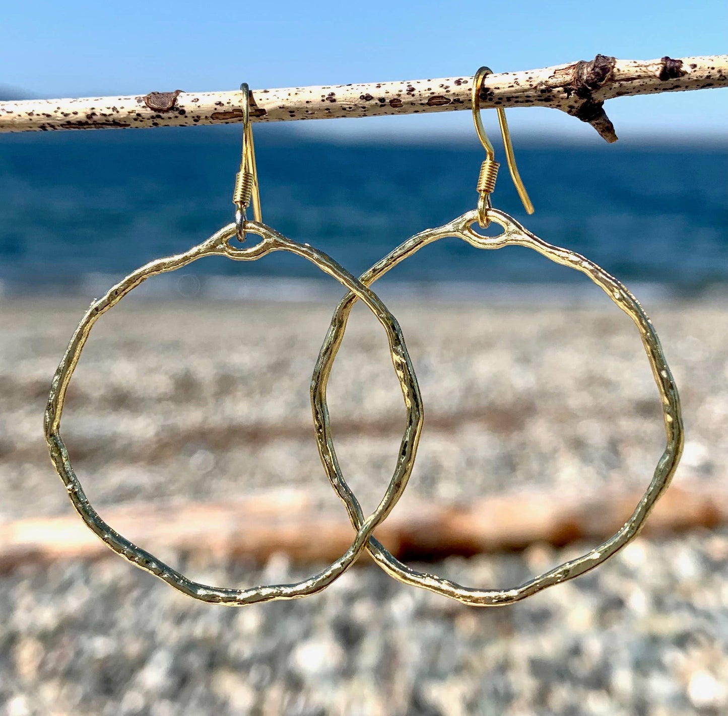 Gold Hammered Hoop Earrings