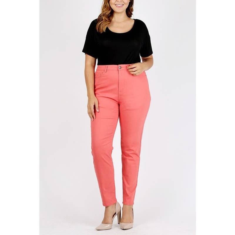 Plus Size High Waist Solid Stretch Jeans Pants