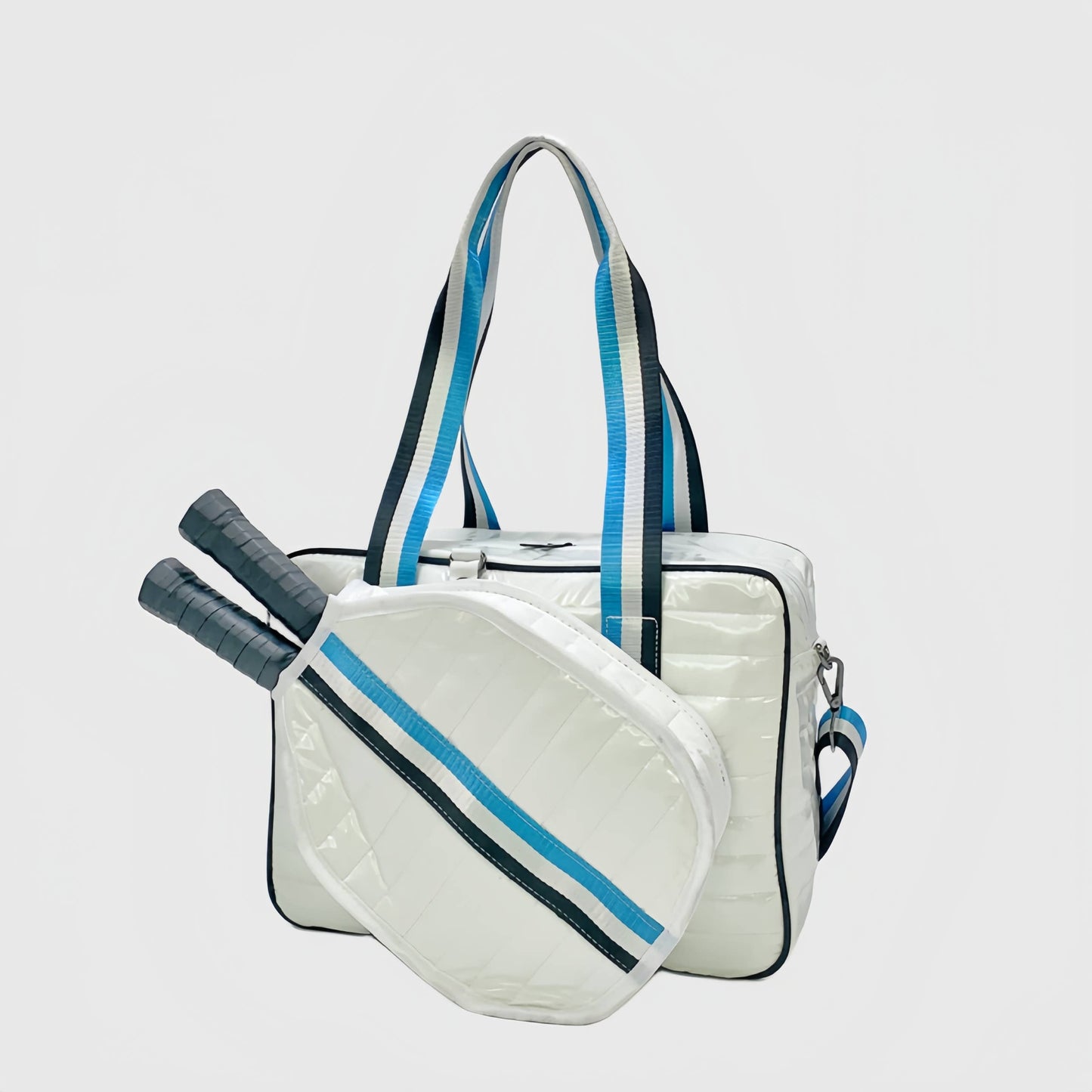 Puffer Style Pickleball Carry Bag Case White/Blue