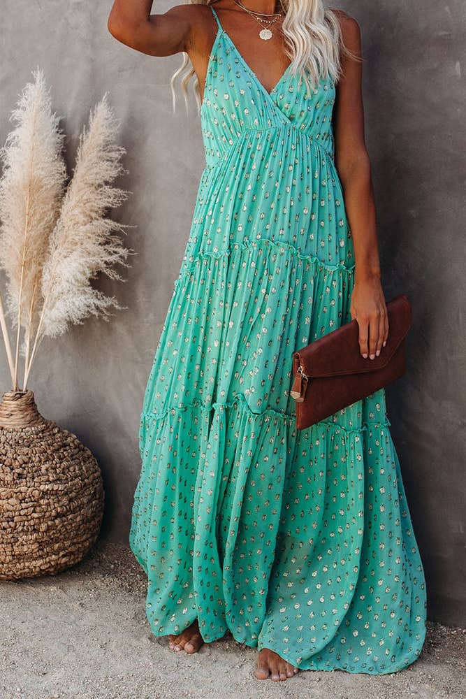 Floral Ruffle Slip Maxi Dress